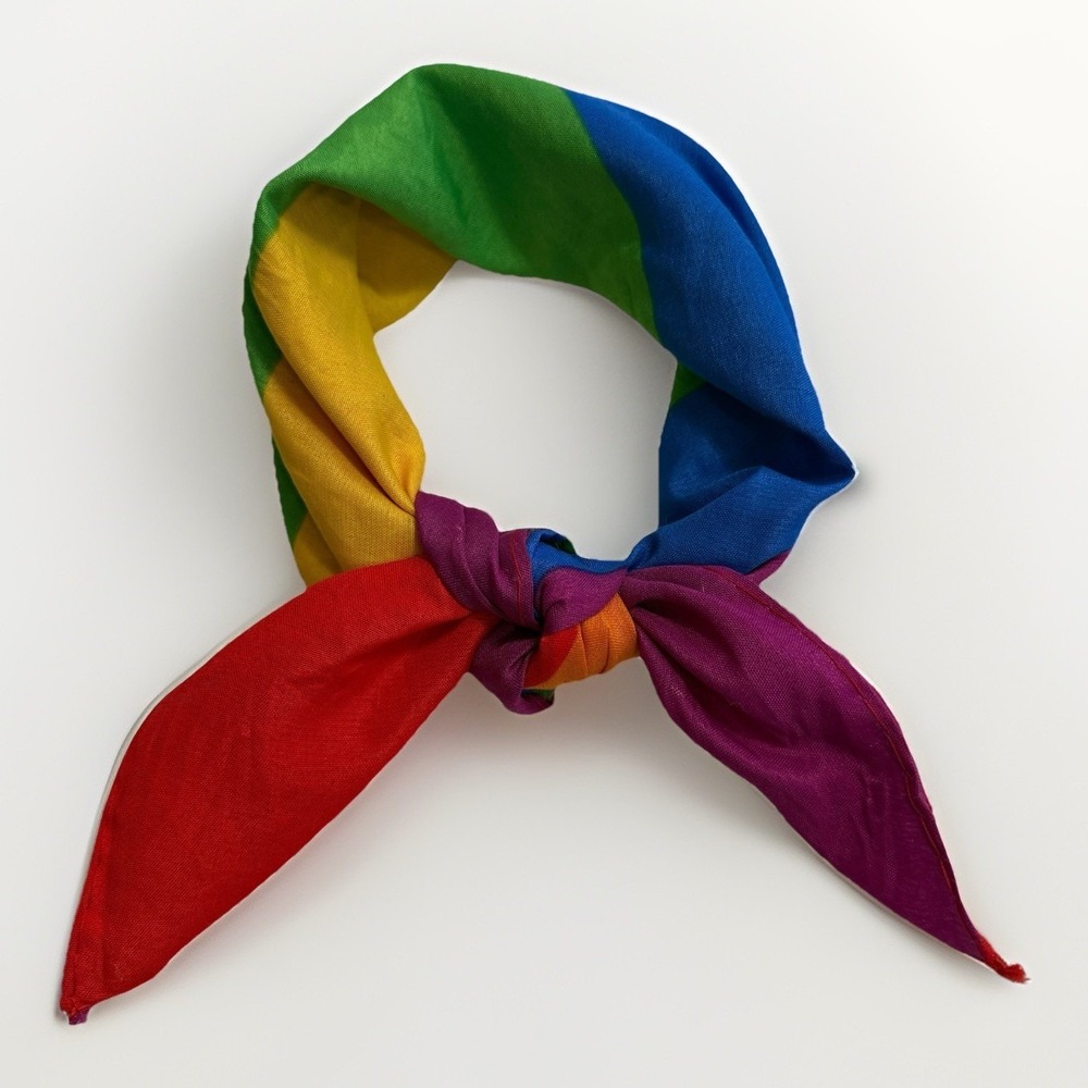 Pride Rainbow Scarf Handkerchief Polyester Classic LGBTQ+ Flag 19.5 x 19.5"